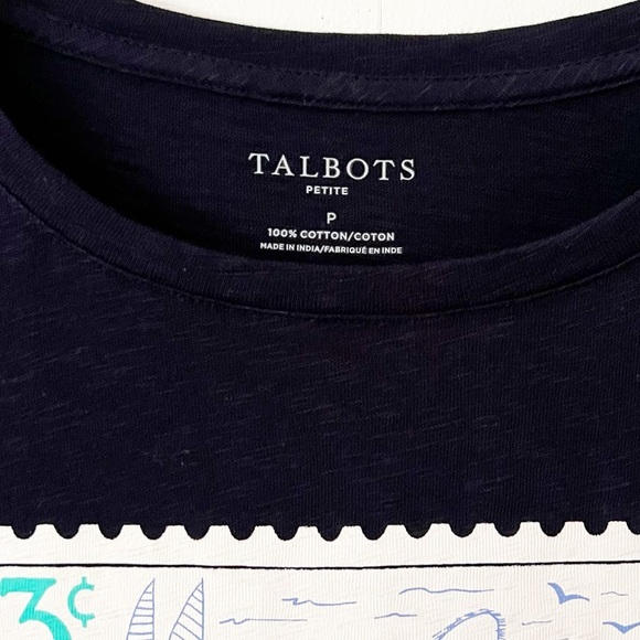 TALBOTS NEW ENGLAND STAMP TEE NAVY SIZE P - Picture 5 of 11